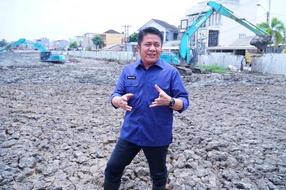 Herman Deru Tinjau Pengerjaan Pengembangan Danau Opi Sebagai Kolam Retensi Atasi Banjir