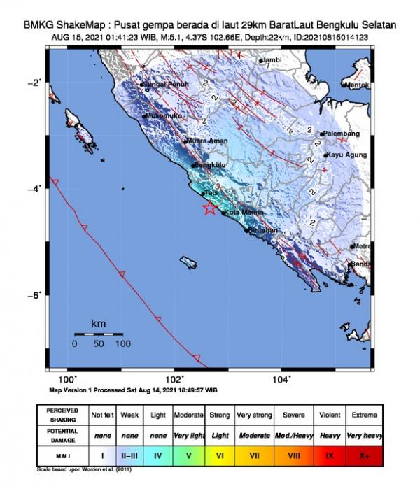 Bengkulu Selatan Diguncang Gempa M5,1