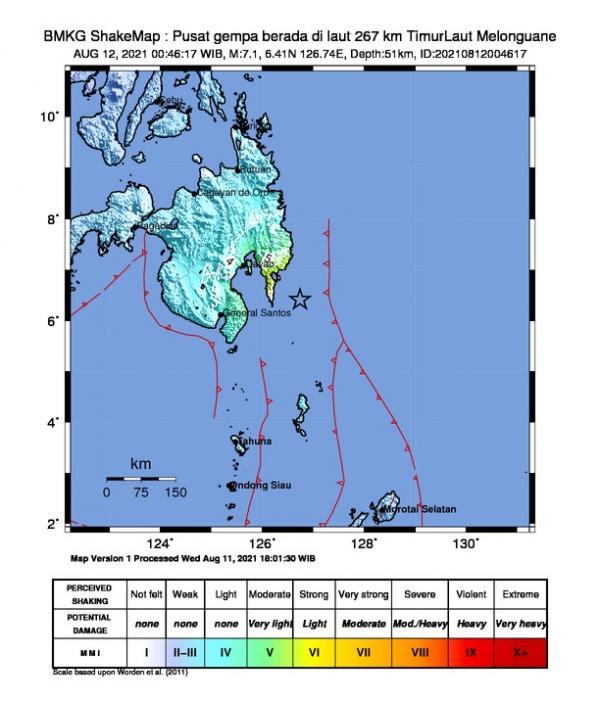 Gempa M7,1 Guncang Talaud Sulawesi Utara