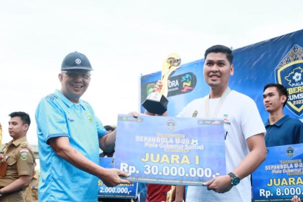 Wagub Mawardi Yahya Resmi Tutup Turnamen Sepakbola U-20 Piala Gubernur Sumsel Tahun 2023